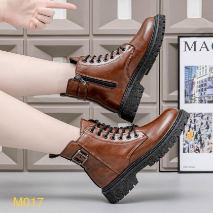 حذاء فاشن كاجوال جلد برقبة عالية وسحاب للنساء لون بني- Fashion Women's Casual high Shoes