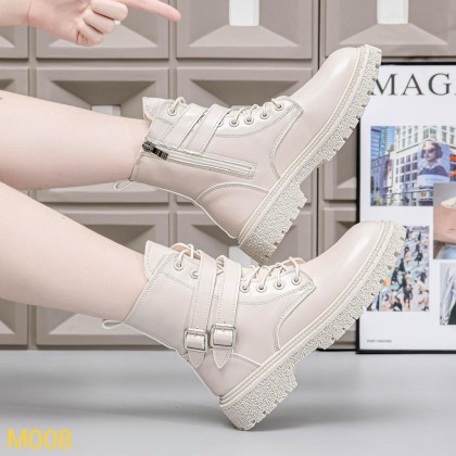 حذاء فاشن كاجوال رقبة عالية بسحاب للنساء لون بيج- Fashion Women's Casual high Shoes