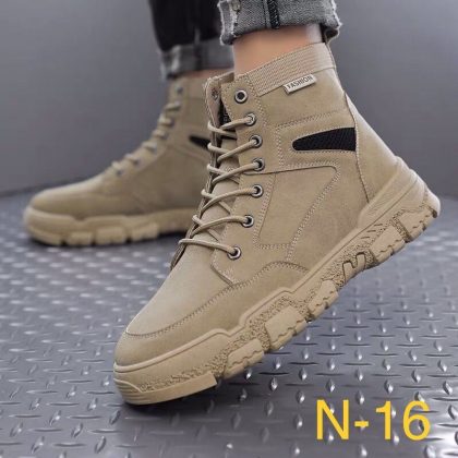 حذاء فاشن كاجوال رياضي لون بيج- Fashion Men's Casual high Shoes