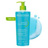 Bioderma Sebium gel moussant for oily skin 500 ml - غسول للبشرة الدهنية والمختلطة جل سيبيوم من بيوديرما 500 مل