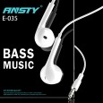 سماعة اذن سلكية من انستي لون أسود- ANSTY E-035 Super Bass Stereo Ergonomics Headset 3.5mm