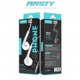 سماعة اذن سلكية من انستي لون أسود- ANSTY E-035 Super Bass Stereo Ergonomics Headset 3.5mm