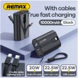 باور بانك من ريماكس بسعة 10000 مللي أمبير لون أسود- Remax Portable Battery 10000mah