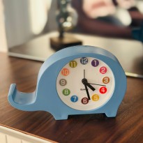 ساعة منبه أنالوج بتصميم على شكل فيل لون أزرق