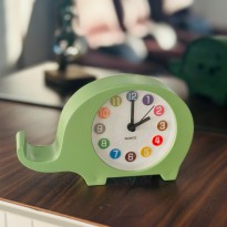 ساعة منبه أنالوج بتصميم على شكل فيل لون أخضر