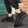 حذاء رياضي بتصميم شبكي ونعل سميك للرجال لون أسود- Fashion Mens Sneakers Breathable Running Shoes