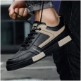 حذاء رياضي للرجال لون أسود- Fashion Mens Leather Sneakers Shoes