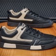 حذاء رياضي للرجال لون أسود- Fashion Mens Leather Sneakers Shoes