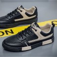 حذاء رياضي للرجال لون أسود- Fashion Mens Leather Sneakers Shoes