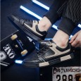 حذاء رياضي للرجال لون أسود- Fashion Mens Leather Sneakers Shoes