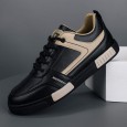 حذاء رياضي للرجال لون أسود- Fashion Mens Leather Sneakers Shoes