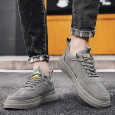 حذاء رياضي جلد للرجال لون رمادي- Fashion Mens Leather Sneakers Shoes