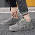 حذاء رياضي جلد للرجال لون رمادي- Fashion Mens Leather Sneakers Shoes