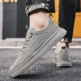 حذاء رياضي جلد للرجال لون رمادي- Fashion Mens Leather Sneakers Shoes