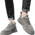 حذاء رياضي جلد للرجال لون رمادي- Fashion Mens Leather Sneakers Shoes