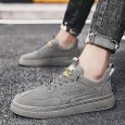 حذاء رياضي جلد للرجال لون رمادي- Fashion Mens Leather Sneakers Shoes