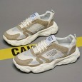 حذاء رياضي بتصميم شبكي ونعل سميك للرجال لون بيج- Fashion Mens Sneakers Breathable Running Shoes