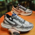 حذاء رياضي بتصميم شبكي ونعل سميك للرجال لون رمادي وسكني- Fashion Mens Sneakers Breathable Running Shoes