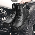 Fashion Men's High-top Leather Martin Boots - حذاء جلد شتوي بكعب عالي للرجال لون أسود