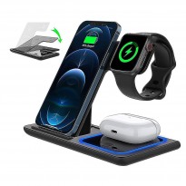 شاحن لاسلكي مغناطيسي 3 في 1 - 3 In 1 Fast Wireless Charging Stat, Foldable