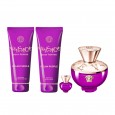 طقم ديلان بيربل بور فيمي من فيرزاتشي للنساء (4 قطع)- Versace Pour Femme Dylan Purple Eau De Parfum By Versace 100ml (4 Pies) Set