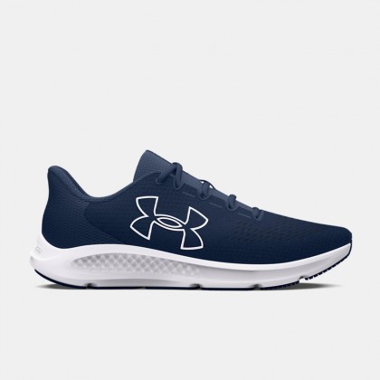 Under Armour Men's Charged Pursuit 3 Big Logo Shoes - حذاء أندر آرمر تشارجد بيرسيت 3 بيج لوجو للرجال لون كحلي ونعل أبيض