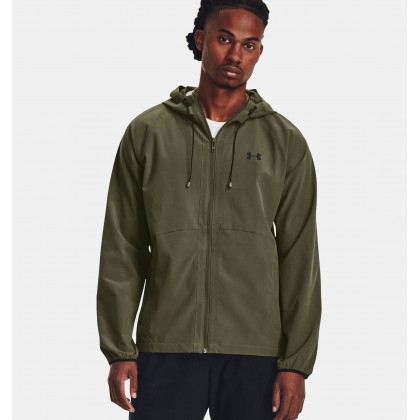 جاكيت وسترة أندر آرمر ستريتش ووفن للرجال لون زيتي- Under Armour Men's Stretch Woven Windbreaker