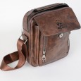 حقيبة كروس شبابية بحمالة كتف للرجال لون بني محروق- Leather Crossbody Shoulder Bag