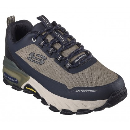 حذاء سكيتشرز ماكس بروتيكت- فاست تراك للرجال لون بيج وكحلي ونعل أبيض وبيج- Skechers Men's Max Protect - Fast Track Shoes