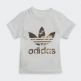 طقم اديداس كامو للأطفال لون أبيض وبني- adidas Kids' Camo Tee and Shorts Set - White