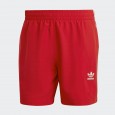 شورت اديداس ادي كلر ثلاث خطوط للرجال لون أحمر-adidas Mens' Originals Adicolor 3-Stripes Swim Shorts - Red