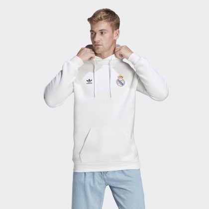 هودي اديداس ريال مدريد للرجال لون أبيض-adidas Mens' Real Madrid Essentials Trefoil Hoodie - White