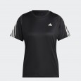 تيشيرت اديداس رن ايكون ثلاث خطوط للنساء لون أسود-adidas Women's Run Icons 3-Stripes Low-Carbon Running Tee - Black