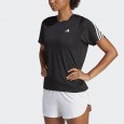 تيشيرت اديداس رن ايكون ثلاث خطوط للنساء لون أسود-adidas Women's Run Icons 3-Stripes Low-Carbon Running Tee - Black