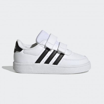 حذاء اديداس بريك نت لايف ستايل كورت للأطفال لون أبيض-adidas Kids' Breaknet Lifestyle Court Two-Strap Hook-and-Loop Shoes - White