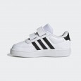 حذاء اديداس بريك نت لايف ستايل كورت للأطفال لون أبيض-adidas Kids' Breaknet Lifestyle Court Two-Strap Hook-and-Loop Shoes - White