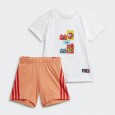 طقم اديداس اكس لوجو للأطفال لون أبيض-adidas Kids' x LEGO® Play Tee-and-Shorts Set - White