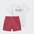 طقم اديداس ادي كلر للأطفال لون أبيض-adidas Kids' Adicolor Shorts and Tee Set - White