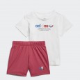 طقم اديداس ادي كلر للأطفال لون أبيض-adidas Kids' Adicolor Shorts and Tee Set - White