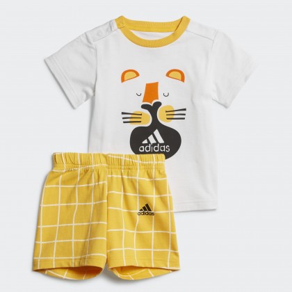 طقم اديداس سمر للأطفال لون أصفر وأبيض-adidas Kids' Summer Set - Yellow