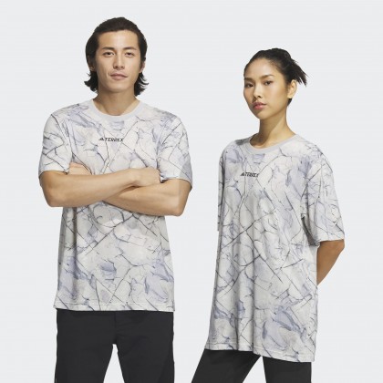 تيشيرت اديداس تريكس جيو جرافيك للجنسين لون رمادي- adidas Unisex' Terrex Geographic Graphic Tencel Tee