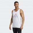 تيشيرت حفر اديداس رن ايكون للرجال لون أبيض- Adidas Mens' Run Icons Sleeveless T-shirt - White