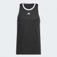 توب تانك اديداس ليجند باسكتبول ثلاث خطوط للرجال لون أسود- adidas Mens' Legends Basketball 3-Stripes Tank Top - Black