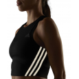 توب اديداس رن ايكون للنساء لون أسود-adidas Womens' Run Icons 3-Stripes Cooler Running Crop Top