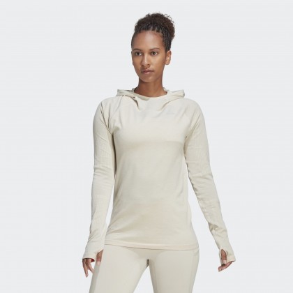 سويت شيرت اديداس اكس سيتي للنساء لون بيج-adidas Womens' X-City Running Knit Long Sleeve Sweatshirt - Beige