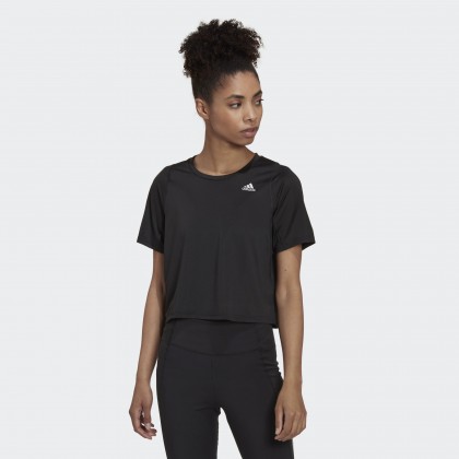 تيشيرت اديداس فاست كروب للنساء لون أسود-adidas Womens' Fast Crop Running Tee - Black