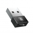 تحويلة من تايب سي إلى يو اس بي من بيسيوس لون أسود-Baseus Exquisite USB Male to Type-C Female Adapter Converter 2.4A - Black