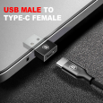 تحويلة من تايب سي إلى يو اس بي من بيسيوس لون أسود-Baseus Exquisite USB Male to Type-C Female Adapter Converter 2.4A - Black