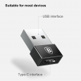 تحويلة من تايب سي إلى يو اس بي من بيسيوس لون أسود-Baseus Exquisite USB Male to Type-C Female Adapter Converter 2.4A - Black