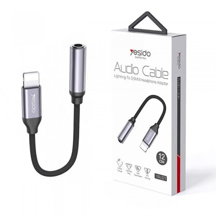 كابل تحويلة صوت من لايتنيغ إلى 3.5 ملم من يسيدو - Yesido Yau21 Audio Cable Lightning To 3.5mm Headphone Adapter